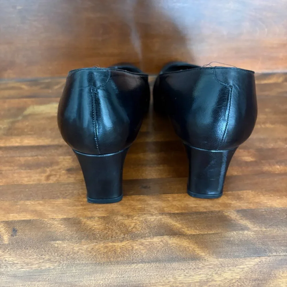 Selby Women's Black Leather Comfort Pumps Made in Spain Party Corporate Chic 9D